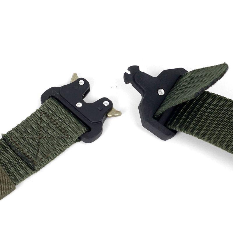 タクティカル ベルト メンズ ナイロン  ベルト シンプル ソリッド カーキグリーン ワンタッチ バックル ソリッド 無地 穴なし 無段階 調整自由 全長120cm |  | 05