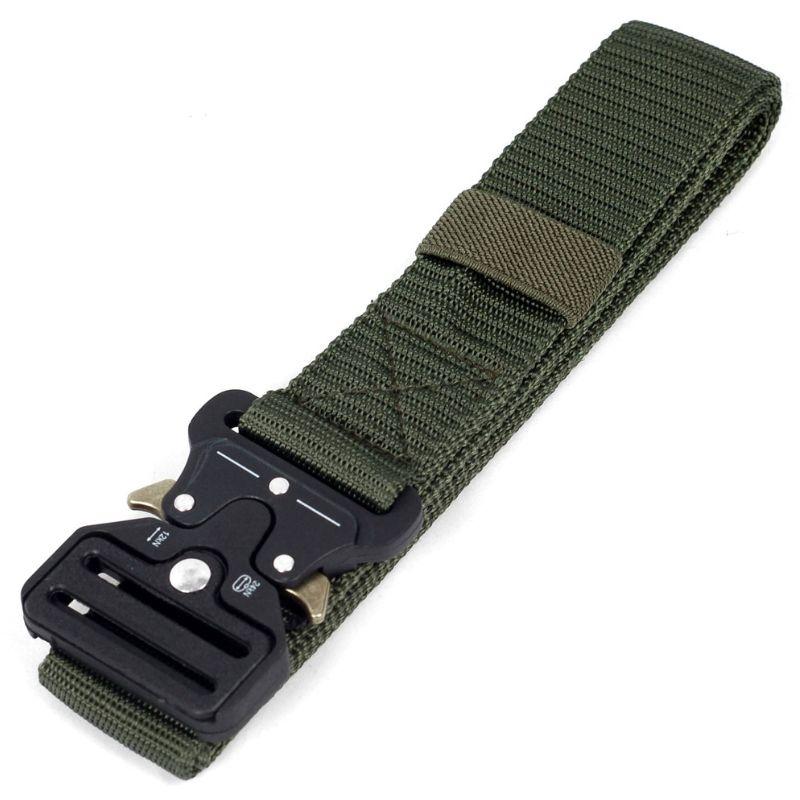 タクティカル ベルト メンズ ナイロン  ベルト シンプル ソリッド カーキグリーン ワンタッチ バックル ソリッド 無地 穴なし 無段階 調整自由 全長120cm |  | 06
