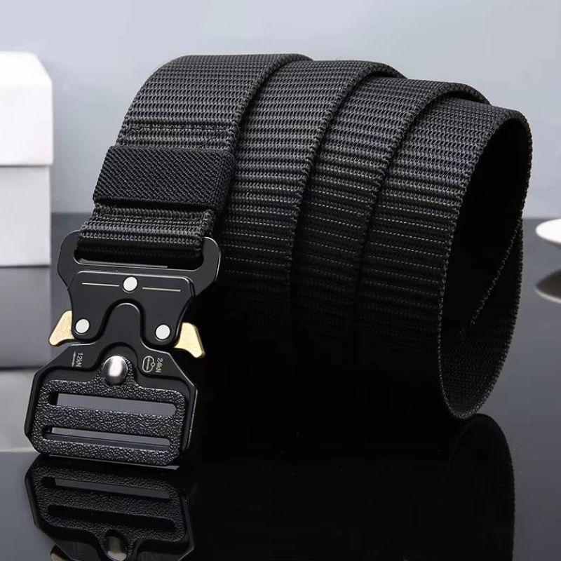 タクティカル ベルト メンズ ナイロン  ベルト シンプル ソリッド カーキグリーン ワンタッチ バックル ソリッド 無地 穴なし 無段階 調整自由 全長120cm |  | 07