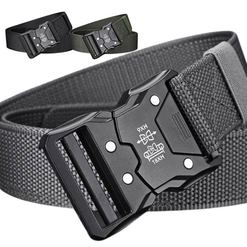 タクティカルベルト メンズ ナイロン タクティカル ベルト シンプル ソリッド ワンタッチ バックル ソリッド 無地 穴なし 無段階 調整自由 全長120cm | 