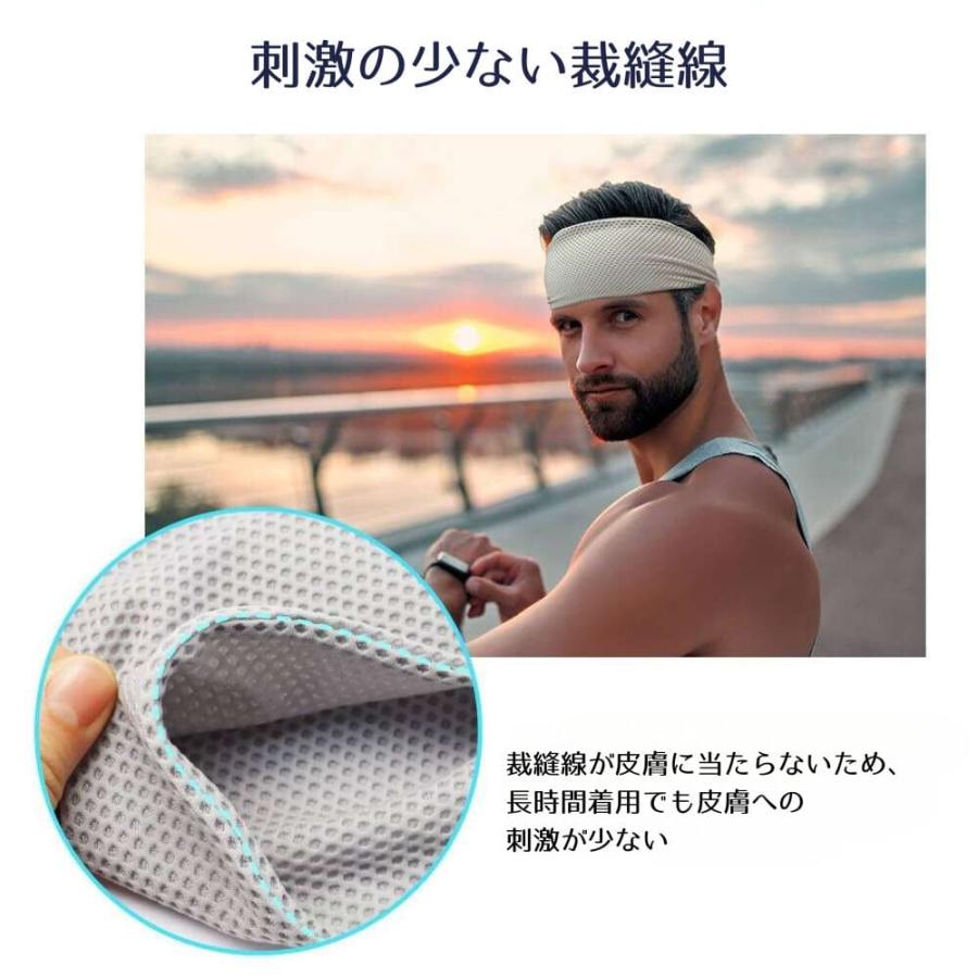スポーツ用 ワイド ヘッドバンド メンズ レディース メッシュ仕様 汗止め 優れた伸縮性　ヘア固定用バンド付き 吸汗速乾 軽量 接触冷感 男女併用  送料無料 |  | 05