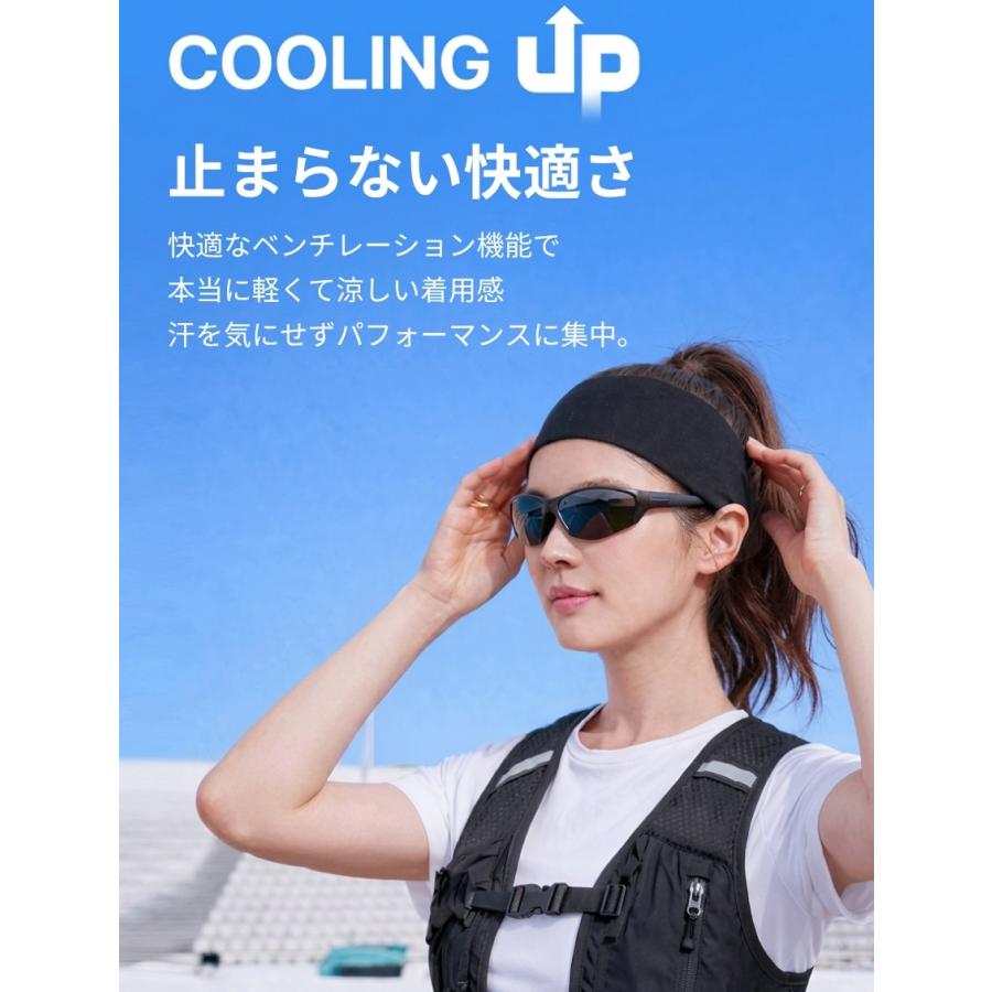 スポーツヘアバンド 接触冷感  メンズ レディース 9cm幅 ワイドフィット 吸汗速乾 UVカット抗菌 ランニング ジム フィットネス 男女兼用 送料無料 |  | 02