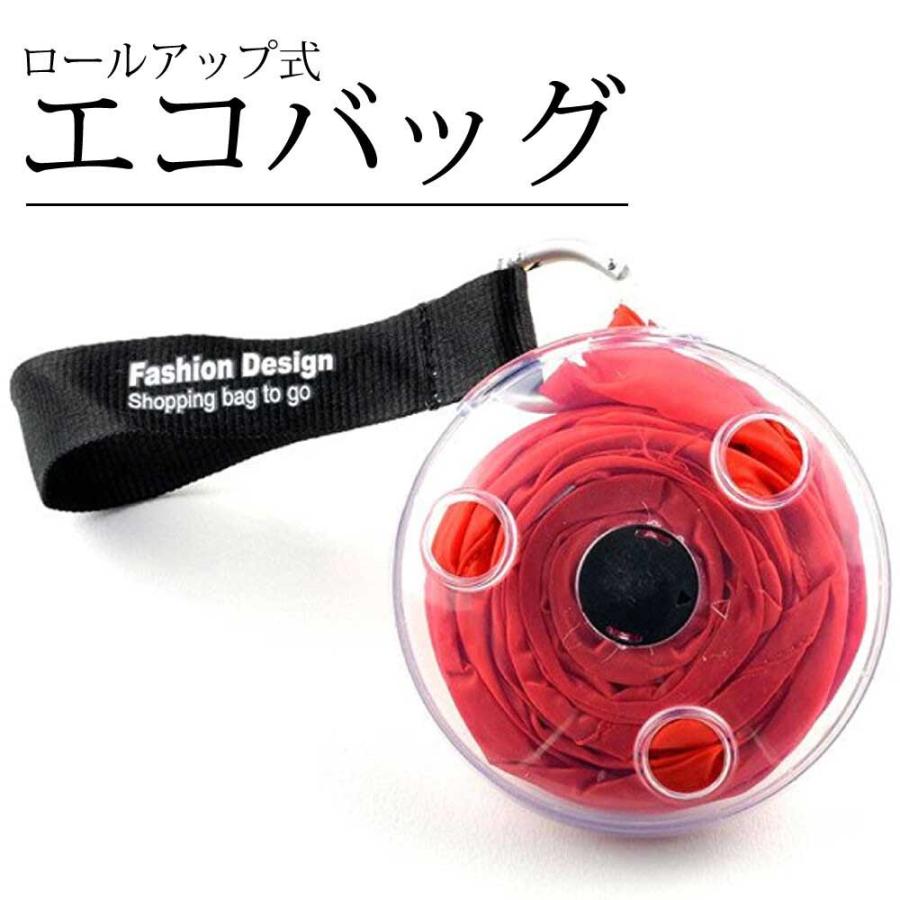 エコバッグ おしゃれに巻き上げてかんたん収納できるロールバッグ 折りたたみできるコンパクトなトートバッグスタイル 5色 |  | 01