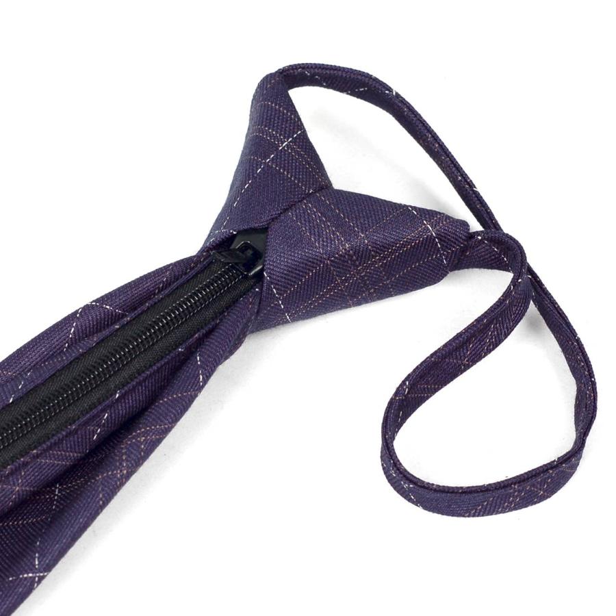 ワンタッチネクタイ チェック、ラインチェック柄 大剣幅 6cm スリム ナローネクタイ メンズ ロック有り ジッパー仕様 装着簡単 ジッパー ストッパー付き |  | 16