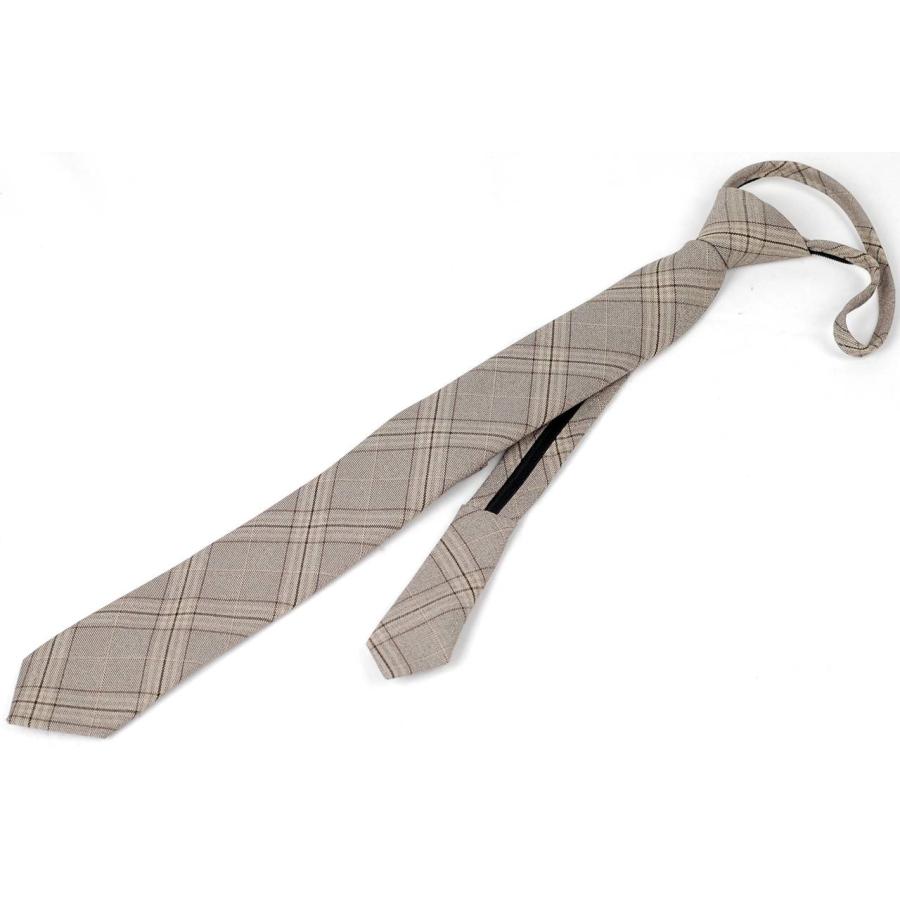ワンタッチネクタイ チェック、ラインチェック柄 大剣幅 6cm スリム ナローネクタイ メンズ ロック有り ジッパー仕様 装着簡単 ジッパー ストッパー付き |  | 17