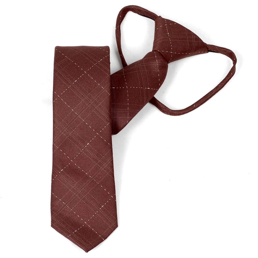 ワンタッチネクタイ チェック、ラインチェック柄 大剣幅 6cm スリム ナローネクタイ メンズ ロック有り ジッパー仕様 装着簡単 ジッパー ストッパー付き |  | 10