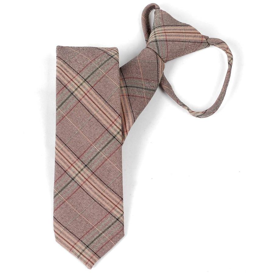 ワンタッチネクタイ チェック、ラインチェック柄 大剣幅 6cm スリム ナローネクタイ メンズ ロック有り ジッパー仕様 装着簡単 ジッパー ストッパー付き |  | 11