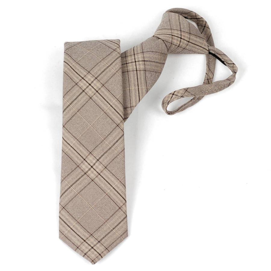 ワンタッチネクタイ チェック、ラインチェック柄 大剣幅 6cm スリム ナローネクタイ メンズ ロック有り ジッパー仕様 装着簡単 ジッパー ストッパー付き |  | 12