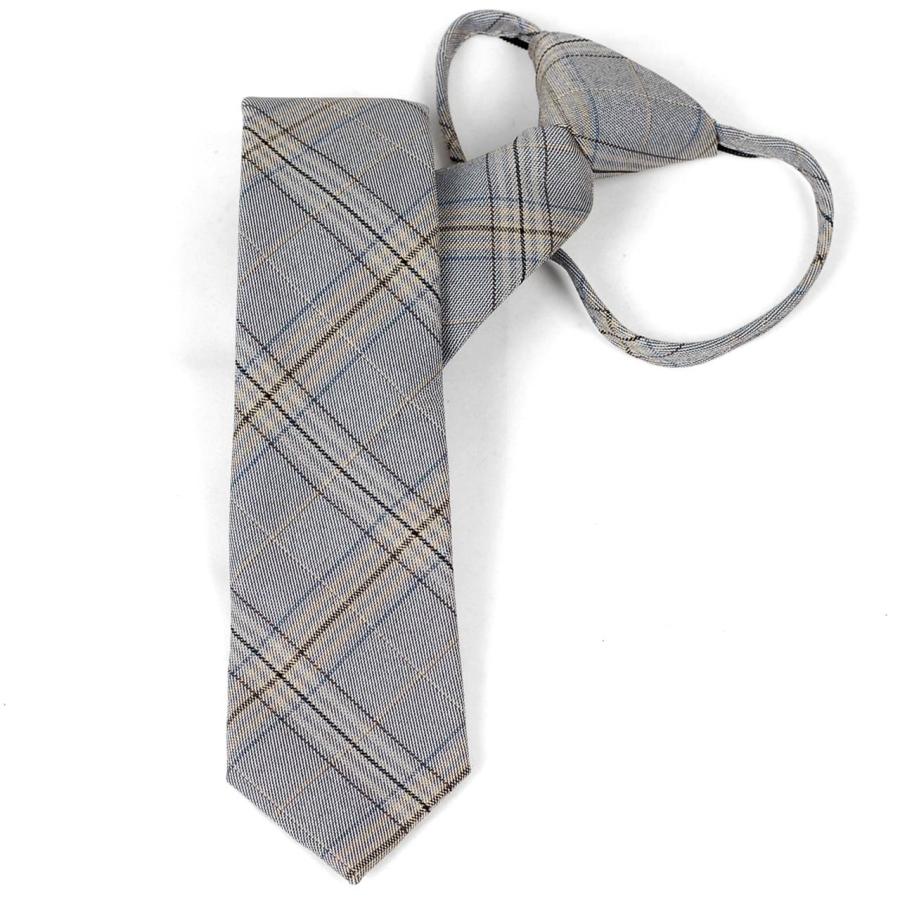 ワンタッチネクタイ チェック、ラインチェック柄 大剣幅 6cm スリム ナローネクタイ メンズ ロック有り ジッパー仕様 装着簡単 ジッパー ストッパー付き |  | 13