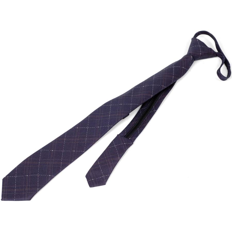 ワンタッチネクタイ チェック、ラインチェック柄 大剣幅 6cm スリム ナローネクタイ メンズ ロック有り ジッパー仕様 装着簡単 ジッパー ストッパー付き |  | 14