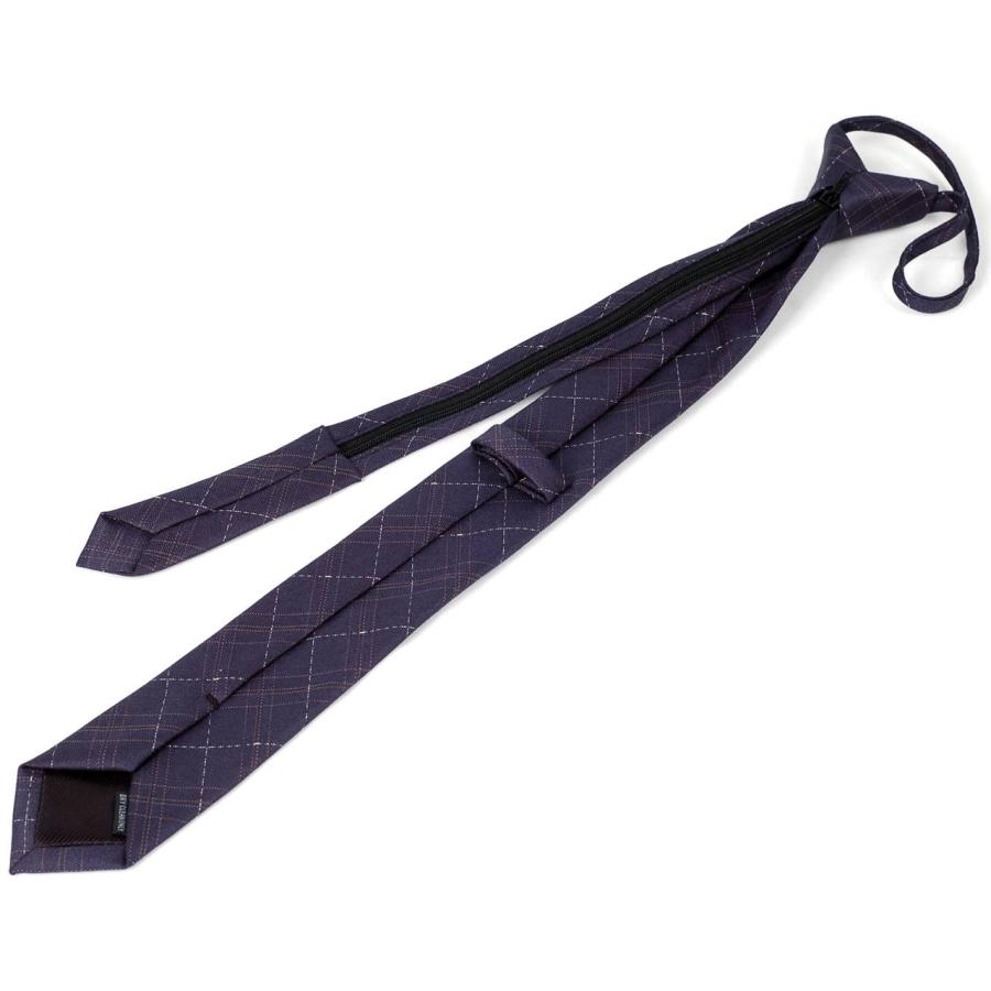 ワンタッチネクタイ チェック、ラインチェック柄 大剣幅 6cm スリム ナローネクタイ メンズ ロック有り ジッパー仕様 装着簡単 ジッパー ストッパー付き |  | 15