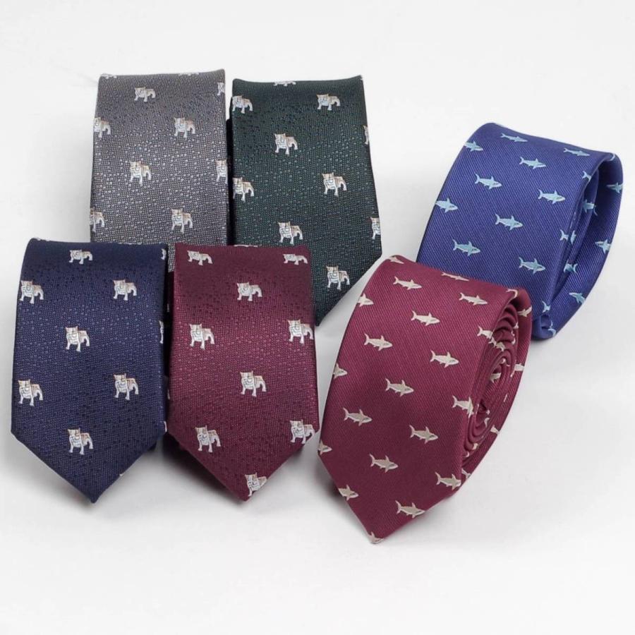 ネクタイ スリム ナロータイ いぬ・ブルドッグ、かわいいパターン デザイン 大剣幅6cm 送料無料 |  | 05