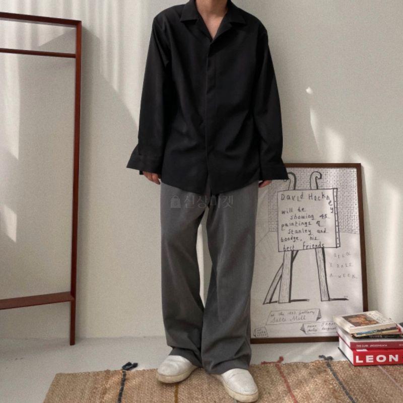 韓国ファッション 長袖 カジュアル 隠しボタン シャツ オーバーサイズ メンズ ルーズフィット 滑らかで シワになりにくい生地 5色 ワンサイズ |  | 05