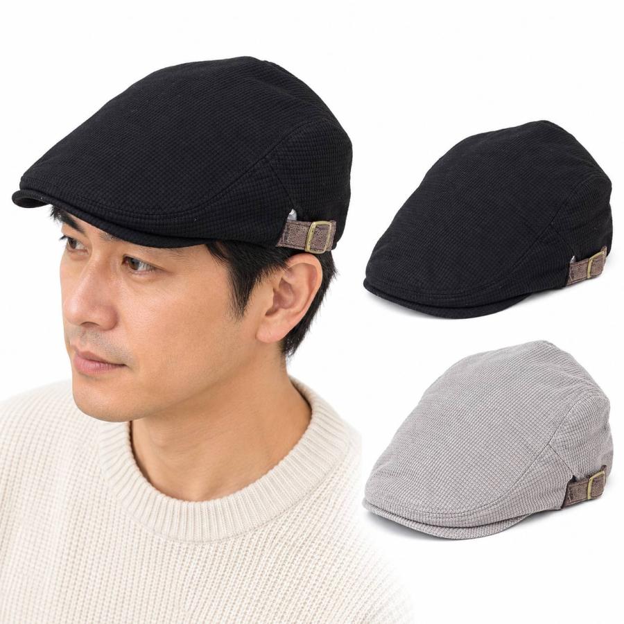 ハンチング メンズ 帽子 秋冬 暖かい シンサレート 蓄熱 保温 サイズ調整 58cm 無地 シンプル 紳士帽子 ブラック グレー SPEED WINGS 送料無料 | 