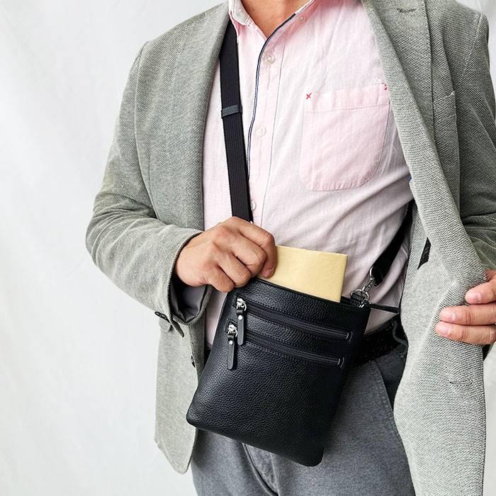 ショルダーバッグ メンズ ミニショルダー サコッシュ 軽量 牛革 日本製 斜めがけ スリム 薄型 大人 小さめ 縦型 SADDLE |  | 01