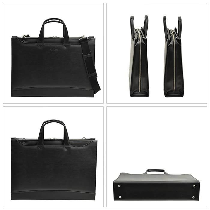 ブリーフケース ビジネスバッグ メンズ 大容量 日本製 豊岡 B4ファイル B4 大開き 自立 ブランド 大きめ スリム ショルダーベルト 通勤 出張 黒 KBN22345 |  | 14