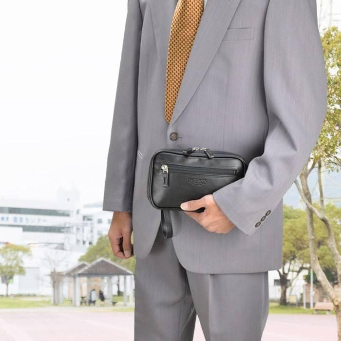 セカンドポーチ セカンドバッグ ベルトポーチ メンズ ダブルスライダー ブランド 日本製 ミニ 小さめ 持ち手 集金バッグ 合皮 薄マチ 横型 ブレリアス |  | 03