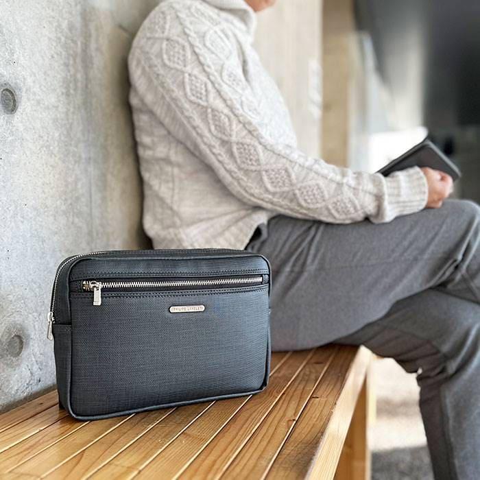 セカンドバッグ クラッチバッグ 日本製 豊岡製鞄 メンズ 高機能PVC 抗菌 耐アルコール ループハンドル付き セカンドポーチ PHILIPE LANGLET |  | 01