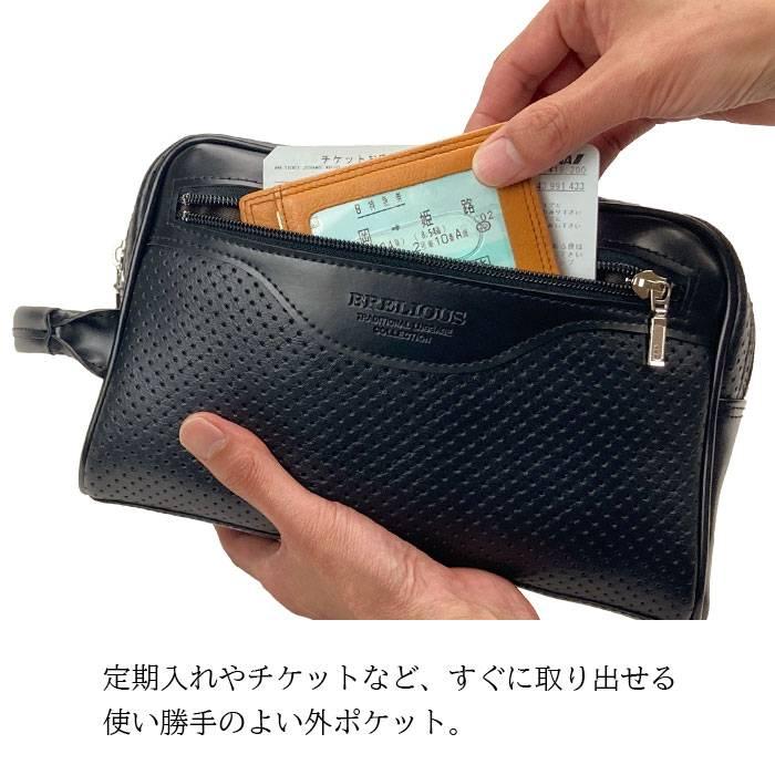 セカンドバッグ メンズ 日本製 豊岡製鞄 クラッチバッグ ダブルファスナー 二層式 縦持ち ハンドル付き 冠婚葬祭 結婚式 黒 |  | 10