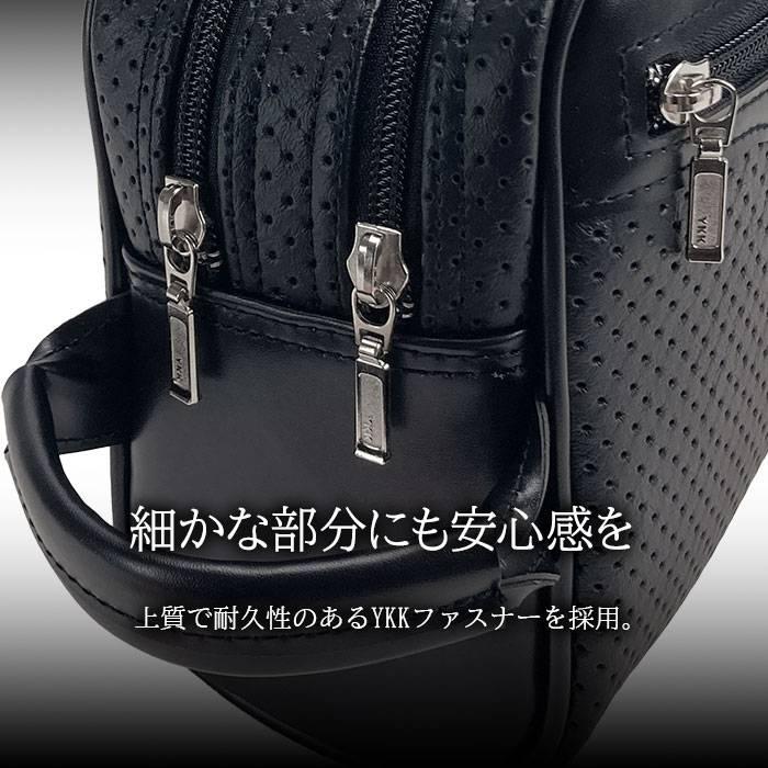 セカンドバッグ メンズ 日本製 豊岡製鞄 クラッチバッグ ダブルファスナー 二層式 縦持ち ハンドル付き 冠婚葬祭 結婚式 黒 |  | 05