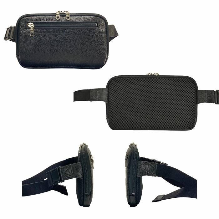 牛革 ウエストポーチ 薄型 日本製 メンズ レディース ウエストバッグ 本革 旅行 バッグ YKKファスナー 軽量240g 両開き ファスナー 背面メッシュ |  | 14