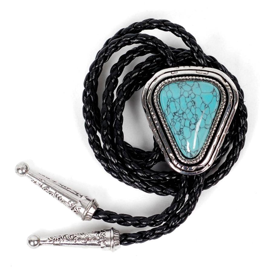 ループタイ ネイティブ風ループタイ メンズ アクセサリー 全3色 ウエスタン調 ボロタイ クラック模様 ナチュラル ストーン ペンダント ジュエリー |  | 14