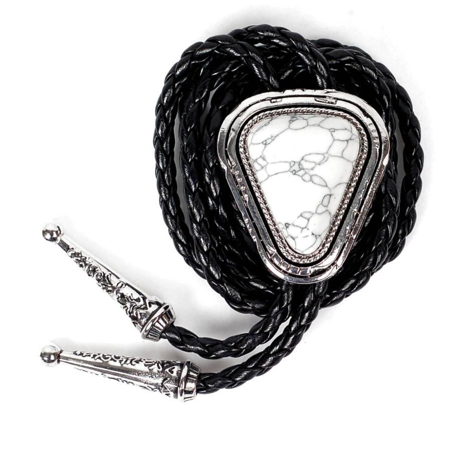 ループタイ ネイティブ風ループタイ メンズ アクセサリー 全3色 ウエスタン調 ボロタイ クラック模様 ナチュラル ストーン ペンダント ジュエリー |  | 15