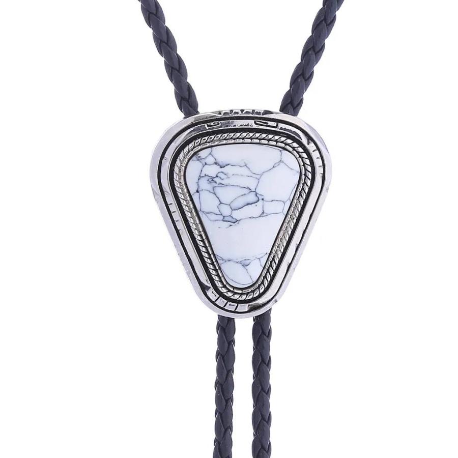 ループタイ ネイティブ風ループタイ メンズ アクセサリー 全3色 ウエスタン調 ボロタイ クラック模様 ナチュラル ストーン ペンダント ジュエリー |  | 07