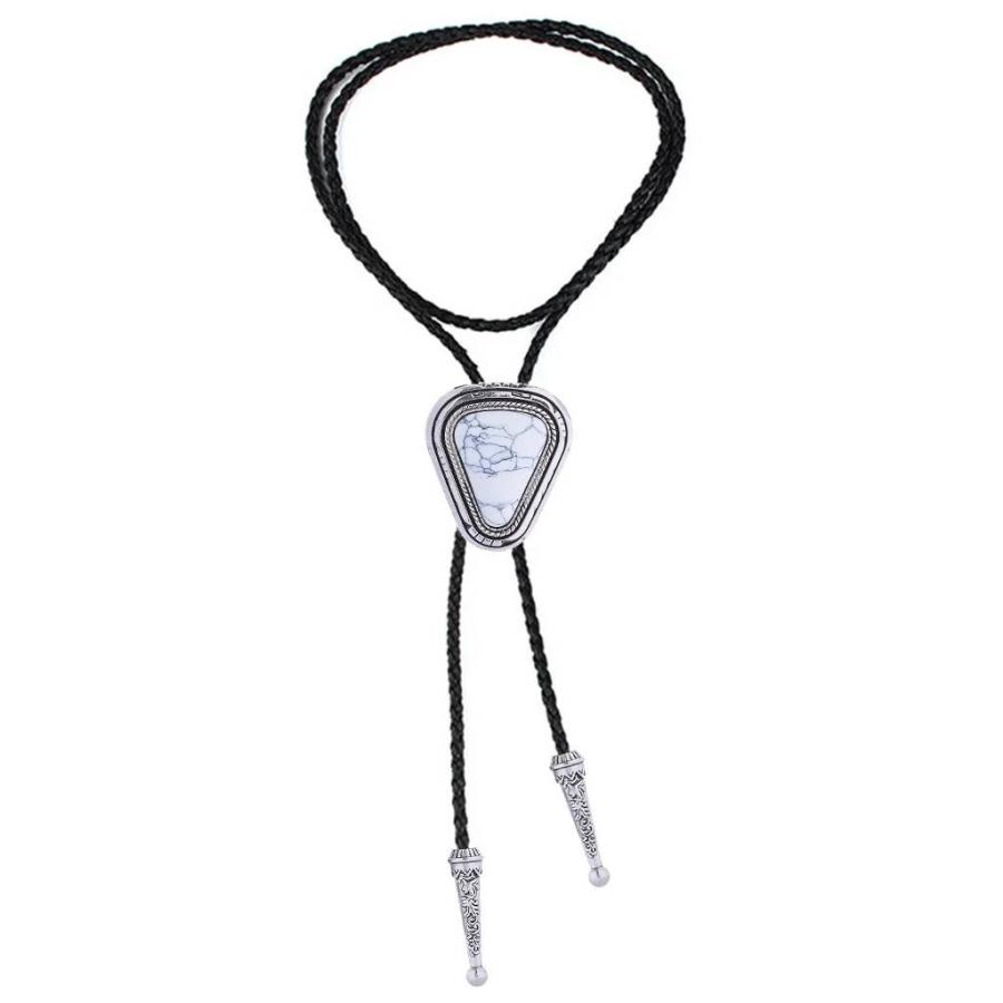 ループタイ ネイティブ風ループタイ メンズ アクセサリー 全3色 ウエスタン調 ボロタイ クラック模様 ナチュラル ストーン ペンダント ジュエリー |  | 09