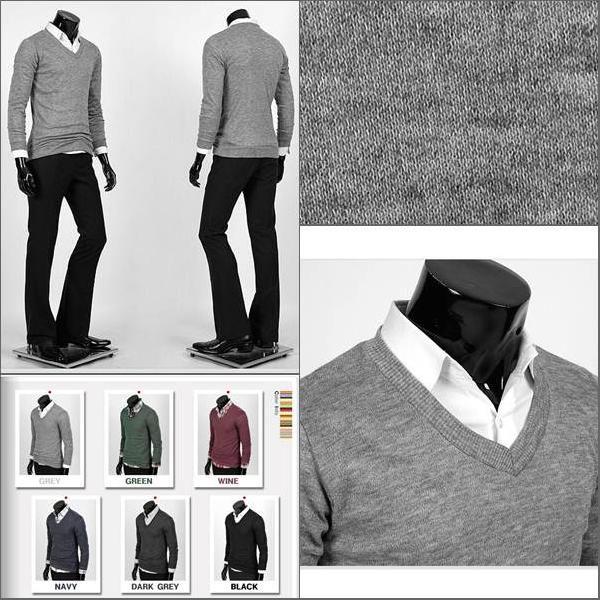 ベーシック ウールタッチ　Vネック メンズ シャツ カットソー 長袖　６カラーis06　 |  | 02