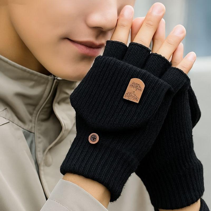 手袋 メンズ 指切り フィンガーレス グローブ ミトン変形 指カバー付き スマホ対応 5本指 アームウォーマー 秋冬 防寒 暖かい ハンドウォーマー 送料無料 |  | 01