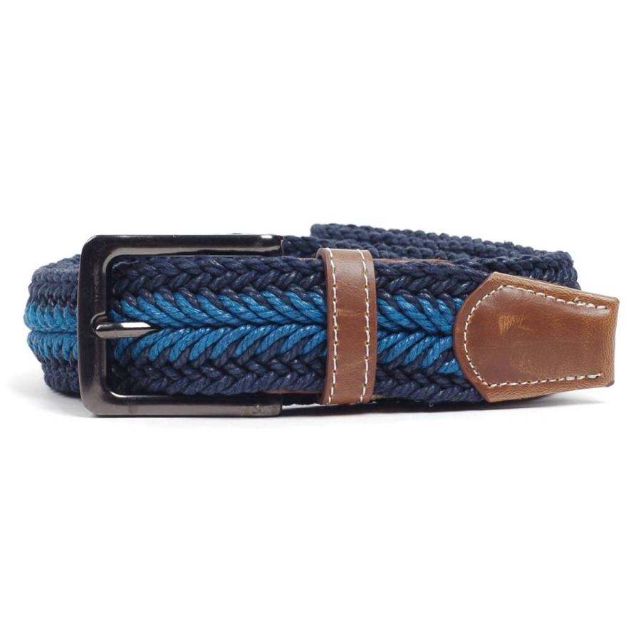 ベルト メンズ カジュアル メッシュ フィッシュボーン 編み 穴なし 無段階で調整自由 シンプル バックル ツートン ネイビー |  | 01