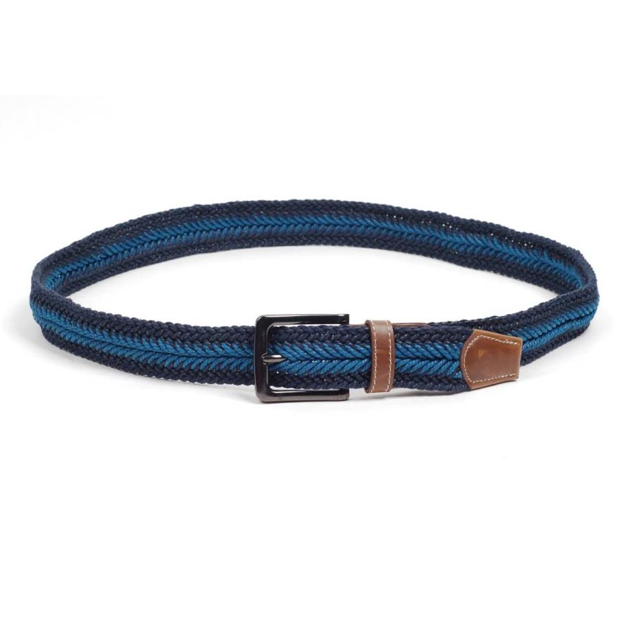 ベルト メンズ カジュアル メッシュ フィッシュボーン 編み 穴なし 無段階で調整自由 シンプル バックル ツートン ネイビー |  | 03