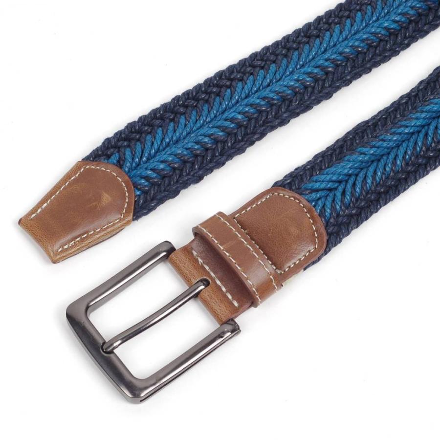 ベルト メンズ カジュアル メッシュ フィッシュボーン 編み 穴なし 無段階で調整自由 シンプル バックル ツートン ネイビー |  | 04
