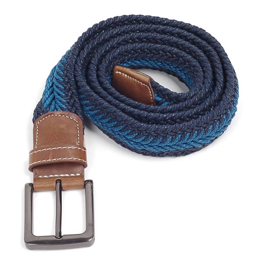 ベルト メンズ カジュアル メッシュ フィッシュボーン 編み 穴なし 無段階で調整自由 シンプル バックル ツートン ネイビー |  | 05