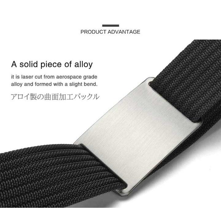 ベルト メンズ ラグジュアリー タクティカル ナイロン ベルト シンプル ソリッド シルバー アロイ バックル ソリッド 無地 ３色 穴なし 無段階 調整自由 |  | 04