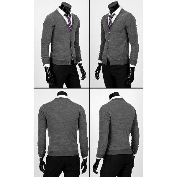 Yネック メンズ スリム ニット カーディガン ウォームビズ ボケ味のソリッド15色 nsc01 |  | 01