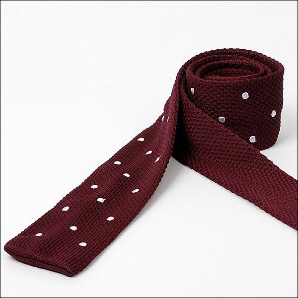 ネクタイ　メンズ　ニット ネクタイ ドット柄 水玉 レッド 赤色 大剣幅5.5cm nt483 |  | 02