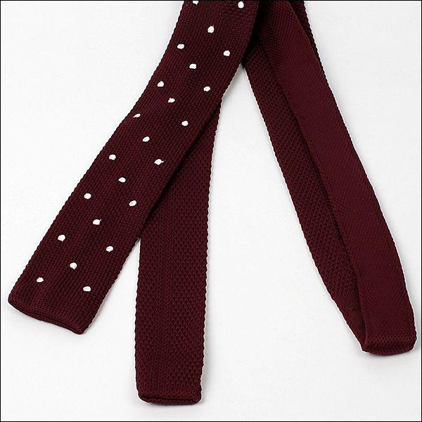 ネクタイ　メンズ　ニット ネクタイ ドット柄 水玉 レッド 赤色 大剣幅5.5cm nt483 |  | 03
