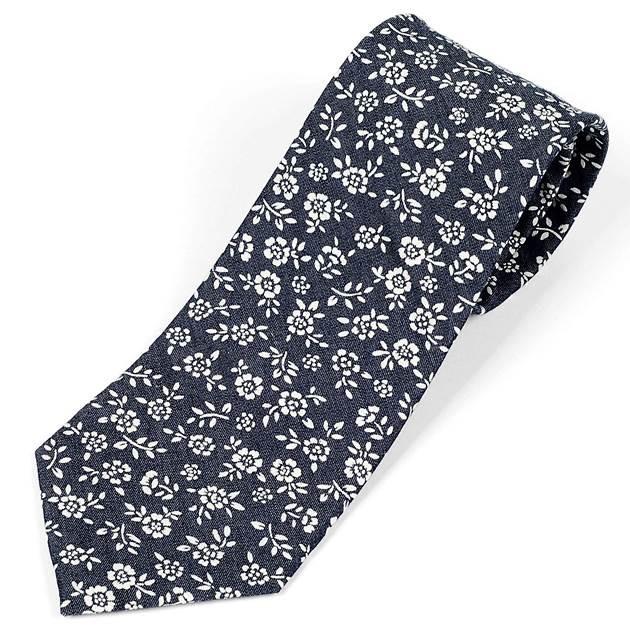 ネクタイ ネイビー ブルー 花柄 フラワー パターン ソフトな 触り感 ネクタイ 大剣幅 8.5cm ntm6129 | 