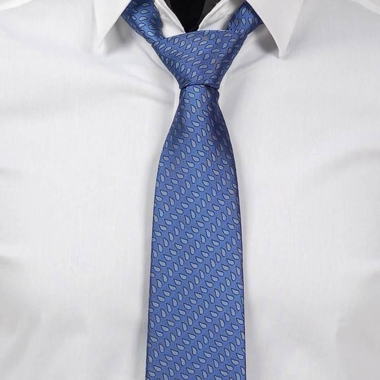 ネクタイ ブルー 青色 小 ペイズリー柄 水玉 勾玉 ノーマル 大剣