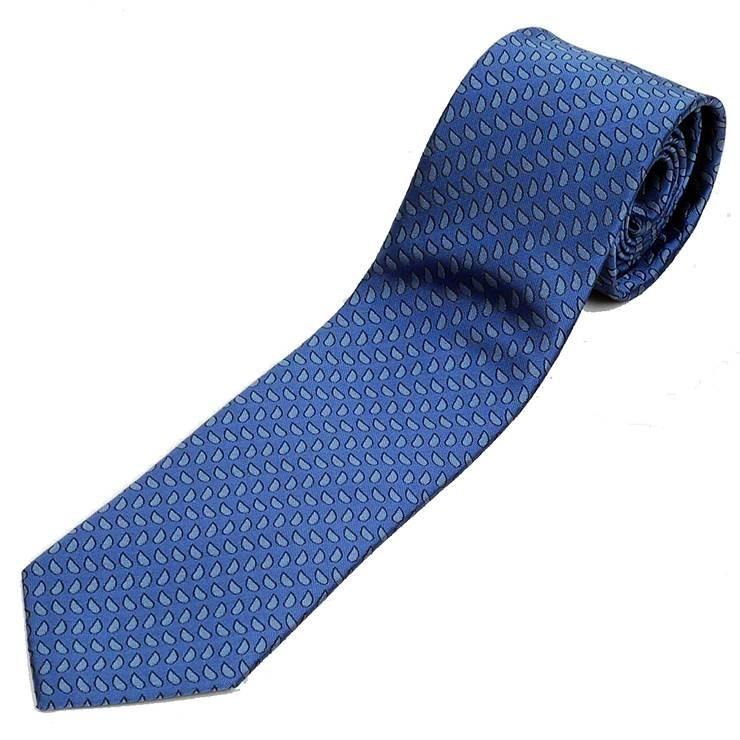 ネクタイ ブルー 青色 小 ペイズリー柄 水玉 勾玉 ノーマル 大剣幅8cm