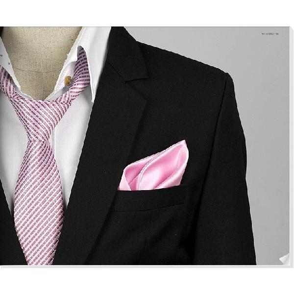 穏やかな光沢のポケットチーフ　ソリッド　サテン生地　ピンク！　　PC01　 | 