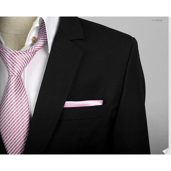 穏やかな光沢のポケットチーフ　ソリッド　サテン生地　ピンク！　　PC01　 |  | 05