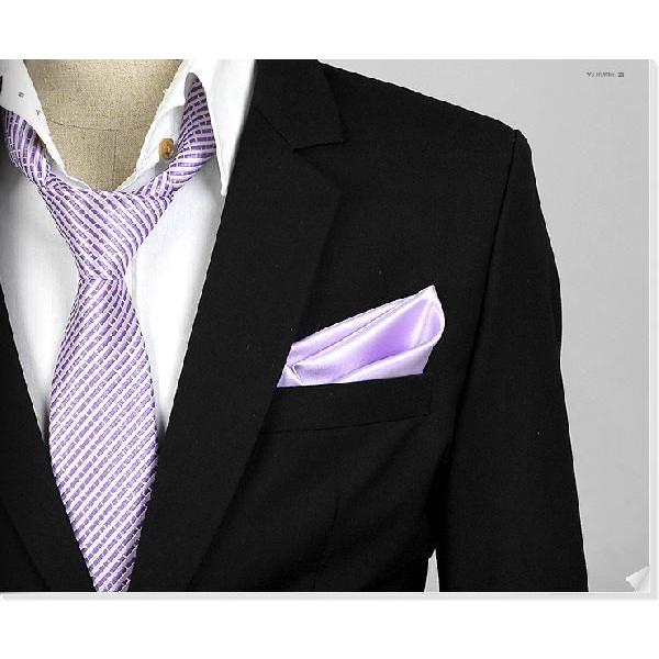 穏やかな光沢のポケットチーフ　サテン生地　ライトパープル！　　PC02　 | 