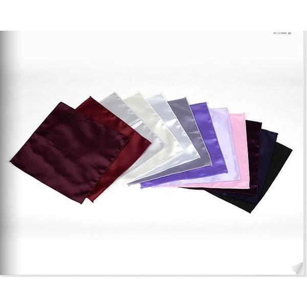 穏やかな光沢のポケットチーフ　サテン生地　ソリッド　ブラック！　　PC07　 |  | 05