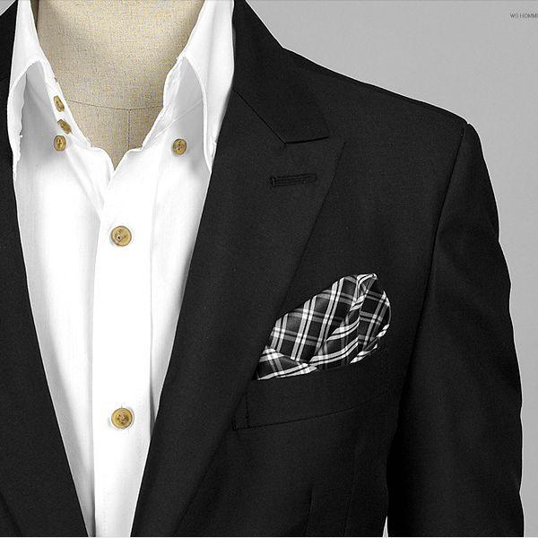 ポケットチーフ　チェック柄　ブラック＆ホワイト　両面　PC23　　 | 