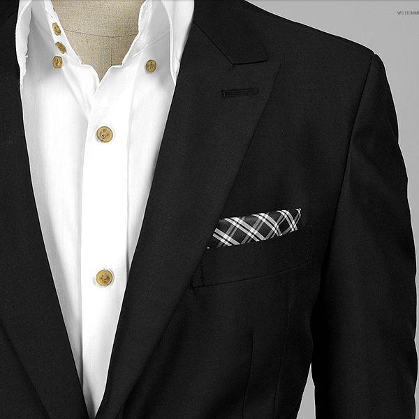 ポケットチーフ　チェック柄　ブラック＆ホワイト　両面　PC23　　 |  | 02