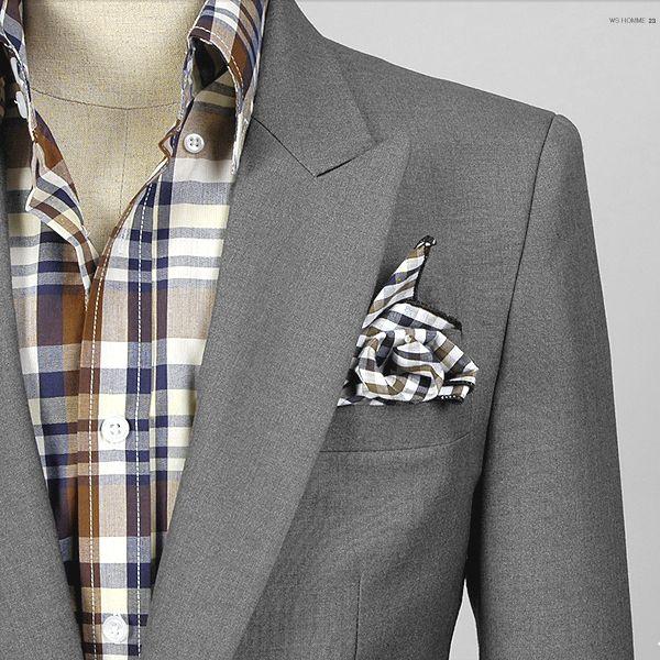 ポケットチーフ　綿TC生地　チェック柄　レッド、カーキブラウン　2色　pc25 |  | 01