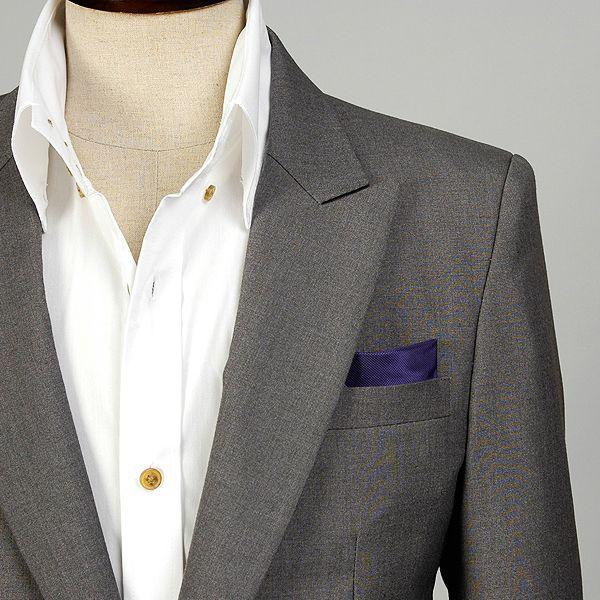 ポケットチーフ　形を作りやすい　穏やかなツヤ有り　ミニチュアチェック柄　パープル・グレー2色　　PC26　 |  | 02